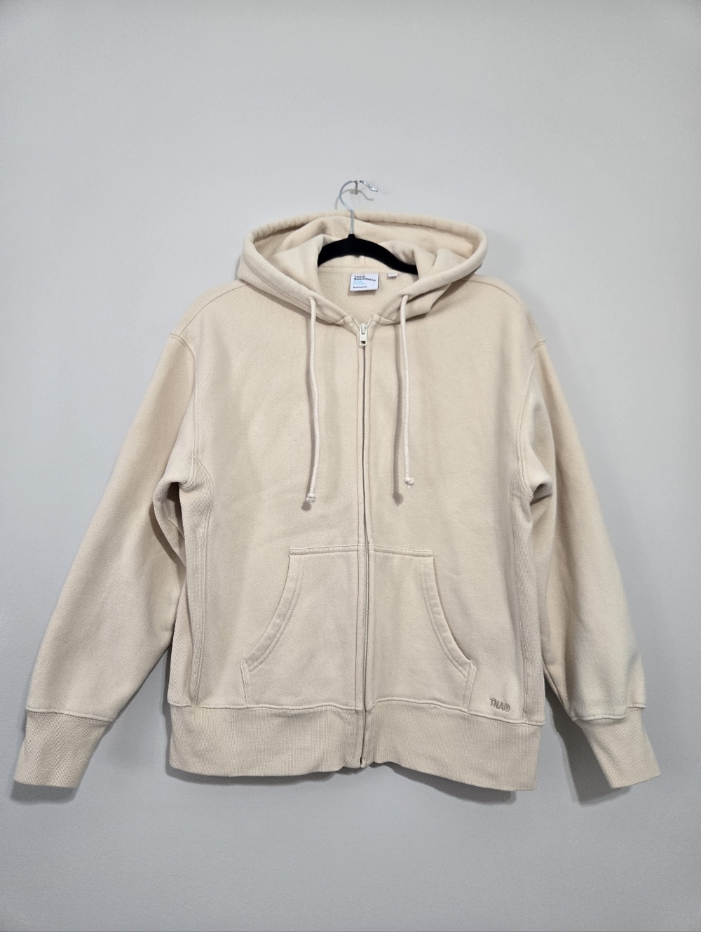 TNA Aritzia Women’s Full Zip Hoodie Cozy Fleece Beige Sweatshirt Size XS